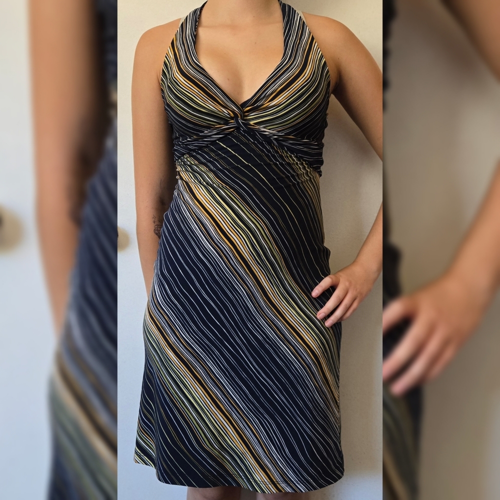 BCBG Striped Halter Dress Sz XXS